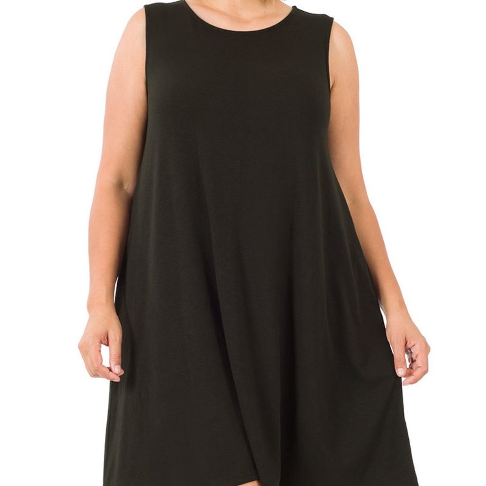 🌊SLEEVELESS FLARED DRESS WITH SIDE POCKETS